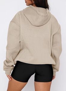 Sudadera con Capucha para Mujer, Informal, de Manga Larga, con Bolsillo Tipo Canguro, Hombros Caídos, Suéter Cómodo y a la Moda para Invierno - Product Image 3