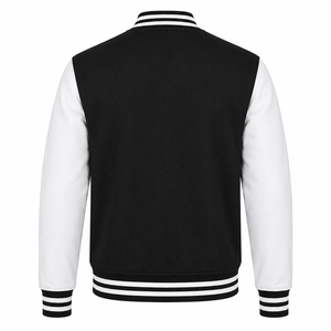 Chaqueta Casual Estilo Universitario con Rayas y Ribetes Acanalados, Chaqueta Bomber con Botones para Hombre, Sin Marca, para Uniformes Escolares o Ropa Urbana - Product Image 2