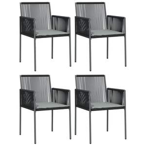 Ensemble de 4 chaises de jardin durables de taille moyenne en rotin PE noir - Product Image 2