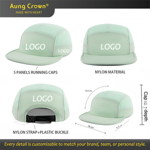 Mayorista Personalización Nuevo Diseño Bajo MOQ Transpirable Suave ribete ala Humedad-Absorbe Ripstop Trail 5 Panel Running Camper Cap - Product Image 2
