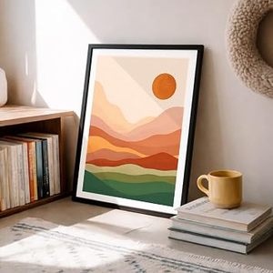 Cadre photo mural en bois fait main, écologique, style vintage moderne, design paysage montagneux noir et blanc - Product Image 3