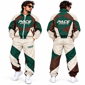 mens forest green rust orange <b>grey</b> <b>jacket</b> and pant set full zip windbreaker <b>jacket</b> diagonal block track pant athletic warm up - Product Image 5