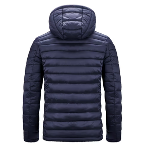 Mens Hooded Puffer Jacket Winter Quilted Waterproof Windproof Breathable Zipper Solid Vintage Casual <b>Coat</b> - Product Image 2