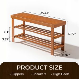 Scarpiera Moderna Anticata a 3 Ripiani in Bambù Finitura Noce 90x28x45 cm per Organizzazione Scarpe in Ingresso o Soggiorno - Product Image 5