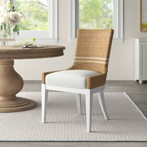 <b>Rustic</b> Farmhouse <b>Dining</b> Accent <b>Chair</b> Wood and Natural Woven Side <b>Chair</b> - Product Image 2