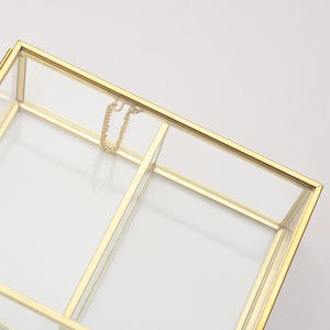 Decorative Metal Frame Clear Glass Jewelry Storage <b>Box</b> Hinged Lid <b>Trinket</b> Organizer Elegant Keepsake Display Container for Dress - Product Image 2