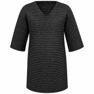 Handmade <b>Chainmail</b> <b>Shirt</b> Mild Steel Armor 09mm Flat Riveted Ring Half Sleeve Medieval Knight Reenactment Costume for Adult - Product Image 1