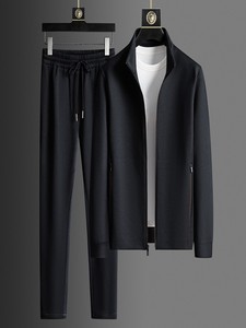 Survêtement unisexe en polaire bleu foncé, sportif, à manches longues, col à capuche, couleur unie, respirant, en polyester, pour l'hiver - Product Image 5