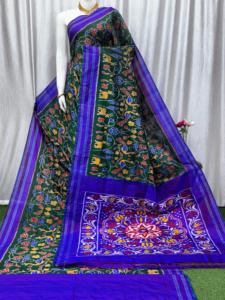 Traditional Indian <b>Red</b> Cotton <b>Saree</b> With Hand Drawn Floral Print For Women Wedding Wear Floor-Length Regular Fit - Product Image 2
