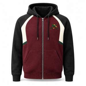 Sweat-shirt à capuche zippé personnalisé pour homme, veste polaire color block, fabricant de vêtements OEM ODM - Product Image 2