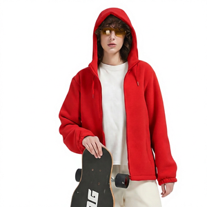 Sudadera con Capucha Extra Grande Unisex, con Cierre, de Forro Polar, Color Sólido, Informal, para Otoño - Product Image 4