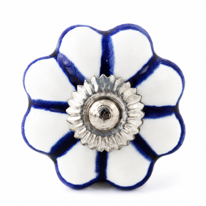 Poignée de porte en céramique bleue et blanche à motif floral |   Poignée de meuble vintage à motif floral pour cuisine, chambre, armoire, tiroir, décoration intérieure - Product Image 1