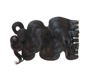 Extensions de cheveux naturels à clipser, ondulées, cheveux indiens Remy, double trame, fabriquées à la machine - Product Image 2