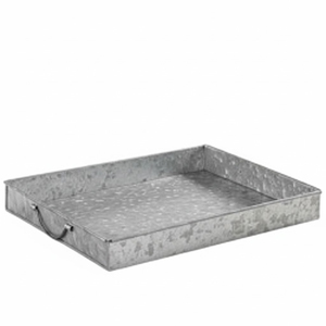 Farmhouse Galvanized Metal Eco-Friendly Serving <b>Tray</b> Sturdy Handles Dishwasher Safe Home <b>Kitchen</b> Decorative Storage Organizer - Product Image 4