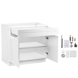 Mobile Base Bianco Stile Shaker da 30 Pollici, Non Assemblato, Design Moderno in Legno Massello, 34.5H 24W X 30D, Pronto per il Montaggio - Product Image 1
