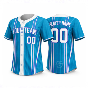 Custom Sublimation Garment Dyed Breathable Baseball Jersey Unisex Adult Short Sleeve Moisture Wicking Polyester Striped Design - Product Image 2