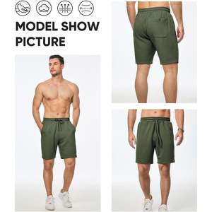 กางเกงขาสั้นลำลองผู้ชายแบบมีเชือกผูกเอว 7 นิ้ว สำหรับฤดูร้อน มีกระเป๋า ไซส์ XXS สีเข้ม ลายเทคนิค สไตล์สปอร์ต พร้อมโลโก้ - Product Image 5