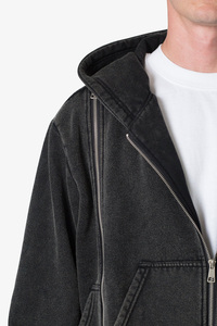Sweat-shirt à capuche zippé surdimensionné pour homme, 100 % coton French Terry, décontracté, pour l'automne, couleur unie, respirant et tricoté - Product Image 5