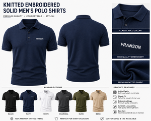 Men's <b>Navy</b> <b>Blue</b> Cotton <b>Polo</b> <b>Shirt</b> Short Sleeve Solid Color Casual Knitted Breathable Regular Fit - Product Image 4