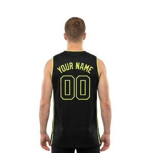Conjunto de Camiseta de Baloncesto y Pantalones Capri para Hombre, Top sin Mangas con Cuello en V y Líneas Laterales en Contraste, Nombre del Equipo y Números de Jugador Personalizables - Product Image 5