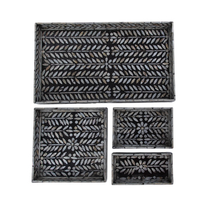 Juego de bandejas rectangulares nido de lujo vietnamitas con incrustaciones de nácar negro para el mercado mayorista de alta gama - Product Image 2