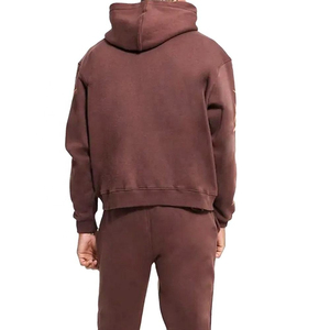 Ensemble de survêtement personnalisé 100 % coton, vintage, uni, léger, respirant, en molleton, avec sweat à capuche et pantalon de jogging pour hommes - Product Image 2