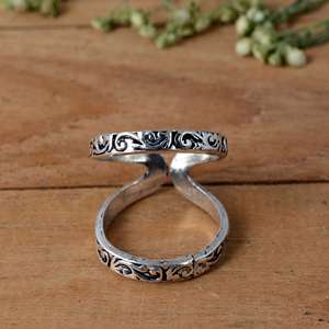 Handmade 925 Sterling <b>Silver</b> Patterned Arthritis Splint <b>Ring</b> - <b>Adjustable</b> Swan Neck PIP/DIP Support - Product Image 1