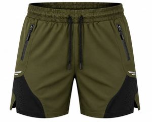 Men's Color Block Quick Dry Sport <b>Shorts</b> Mid Waist Front Logo <b>Zip</b> <b>Pockets</b> Drawstring Athletic Training Running Gym Fitness - Product Image 1