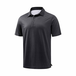 Men's Black Dot Print Polo <b>Shirt</b> Short Sleeve Breathable Regular Fit Summer Casual Top - Product Image 1