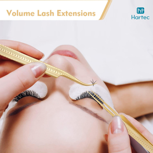 Non-Slip Gold Eyelash Tweezers, 90 Degree Curved Fine Tip Volume Tweezers Decorative Pattern Handle Lash Extension Tools - Product Image 6