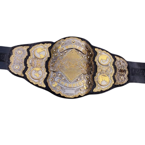 Cinturón de Campeón Mundial de Lucha Libre, Diseño Dorado y Negro, Cinturón de Título Personalizable en Cuero, Artículo de Colección Premium, Campeón Deportivo - Product Image 5