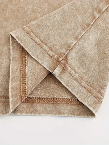 100% coton éponge décontracté à manches courtes col rond T-Shirts couleurs unies respirant coupe ample été Premium activités de plein air - Product Image 2