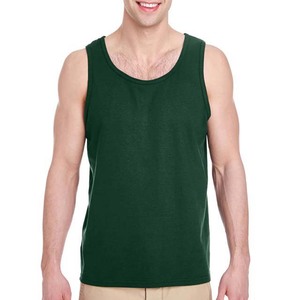 เสื้อกล้ามผู้ชายสีเขียวล้วน ผ้าฝ้าย คอกลม แบบลำลอง ถักทอ ไม่มีแขน - Product Image 1