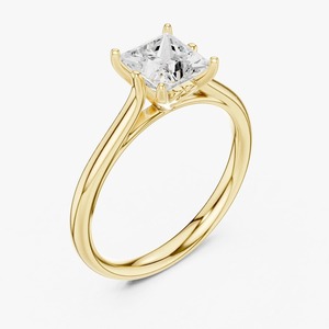 Bague de fiançailles solitaire multi-griffes en or jaune 9K avec diamant de laboratoire taille princesse 2,10 carats, bijoux de mariée personnalisés, vente en gros - Product Image 6