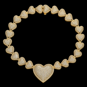 Customizable Full Iced Moissanite Diamond Big Heart <b>Choker</b> Chain Bling Bling Women Gift Party Necklace Hot Selling Jewelry - Product Image 3