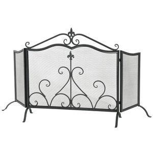 Écran de cheminée en métal de luxe à motif enroulé avec panneaux pliants en maille de protection, écran décoratif pour foyer en fer - Product Image 5