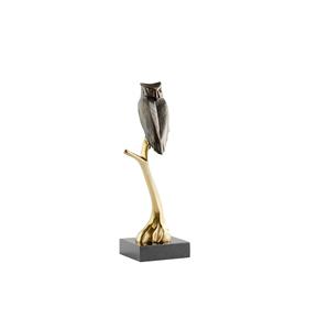 Sculpture d'oiseau en aluminium plaqué or faite à la main, style vintage, décoration d'appoint de table, art moderne, décoration de maison polie, cadeau de mariage - Product Image 1