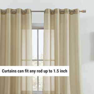 Set di 2 Tende in Voile Semi-Trasparente Grigio Argento con Occhielli, 137 cm L x 213 cm L, per Camera da Letto e Soggiorno - Product Image 3