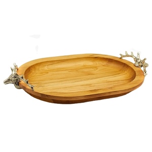 Best Selling <b>Table</b> Top Snacks Cookies Oval Serving Tray Stylish <b>Coffee</b> Serving Tray With <b>Silver</b> Deer Head Handles Wedding Party - Product Image 1