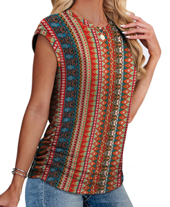 Camiseta de Algodón con Estampado Gráfico Personalizado para Mujer, Camiseta de Manga Corta, Suave y Transpirable, Top de Moda de Algodón Estampado para Verano - Product Image 4