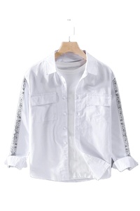 Camisas de satén de manga corta informales para hombre, vaquero con botones, tejido de punto transpirable liso de gran tamaño, personalizable - Product Image 2