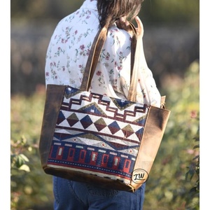 LW Handmade Hair On Print Cowhide Leather Flap <b>Tote</b> Bag For Women's Genuine Leather Vintage Laptop Holder Purse - Product Image 2