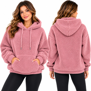Custom Women Sherpa <b>Hoodie</b> <b>Teddy</b> Fleece Pullover <b>Oversized</b> Plush <b>Hoodie</b> Warm Winter Sweatshirt Custom Women's Fleece <b>Hoodie</b> - Product Image 1