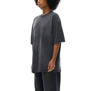 เสื้อยืดแฟชั่นดีไซน์ซันเฟดวอชทรงโอเวอร์ไซส์ สตรีทแวร์ สำหรับผู้หญิงและเด็กผู้หญิง ผ้าฝ้าย 100% เสื้อยืดขายส่ง ลายมัดย้อม สีขาว - Product Image 2