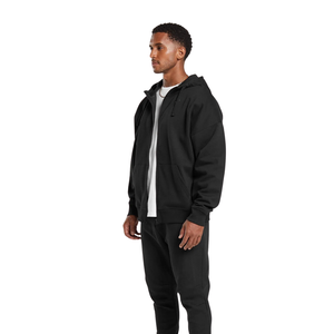 Sweat-shirt à capuche zippé noir surdimensionné pour homme, en molleton épais, coupe décontractée, style streetwear - Product Image 3