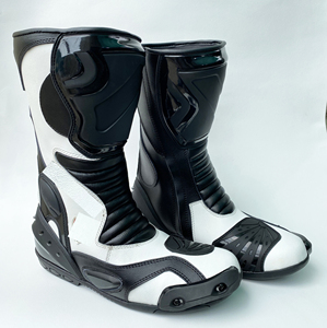 Botas de Motocicleta de Cuero, Zapatos de Carreras de Motocicleta, Zapatos Deportivos de Motocicleta de Cuero Transpirables e Impermeables - Product Image 1