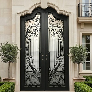 Royal Luxury KHP-DG-003 Modern Wrought Iron Main Gate with Arched Design Rust-Resistant Properties Easy Assembly Painted Finish - Product Image 4