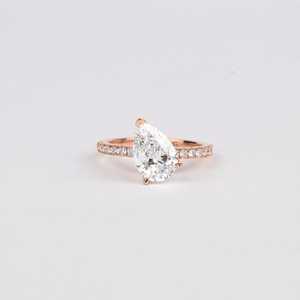 Precioso Anillo Solitario de Diamante Cultivado en Laboratorio de 2.18CT con Corte Pera para Mujer, Oro Sólido de 14K, Regalo Sorpresa para Boda, Joyería - Product Image 2