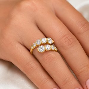 Bague ouverte ajustable en argent sterling 925 avec moissanite taille ronde, bijou unique pour mariage et anniversaire, idéal pour un cadeau - Product Image 4