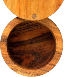 Boîte à sel en bois d'olivier la plus populaire, écologique et de style gourmand, avec entretien facile (lavage à la main uniquement) pour pot à sel rond en bois - Product Image 2